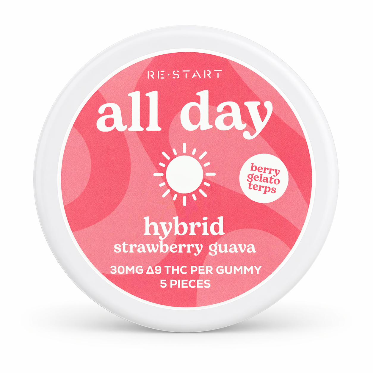 Delta 9 THC 30MG All Day Hybrid Gummies - Strawberry Guava / 5-count